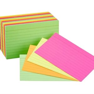 🦁2 packs neon lined index cards
